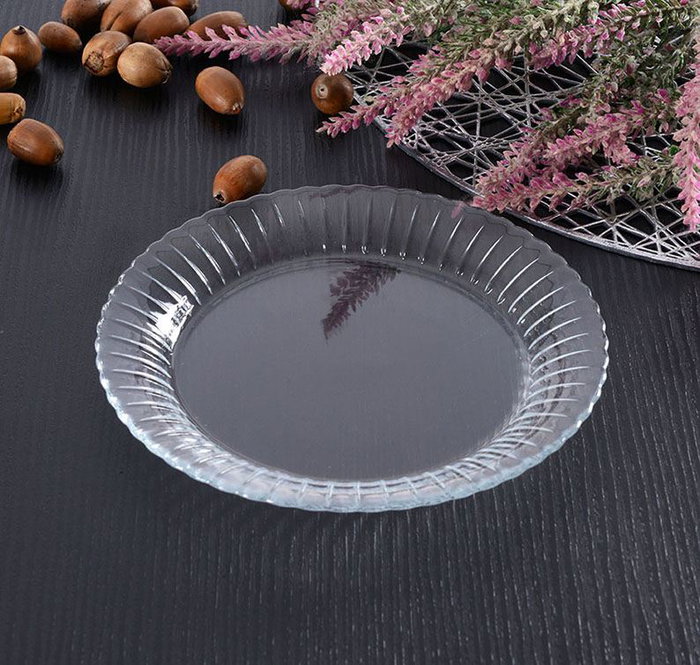 Hermia Juego de Platos de Vidrio Transparente Elegante para Mesa, 6 Piezas, 16 x 16 x 2 cm, Apto para Lavavajillas